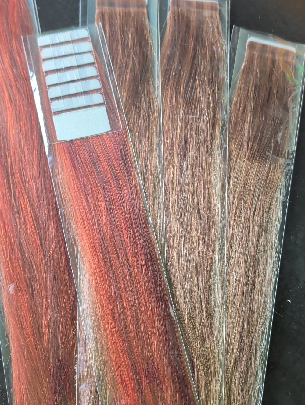 European Hair Tape-in Extensions - Red & Light Brown